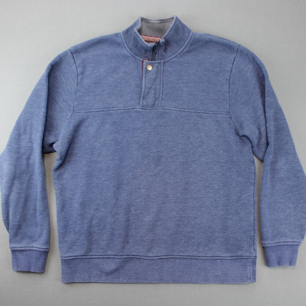 Orvis Quarter Zip Pullover Mens M Blue Cotton Casual